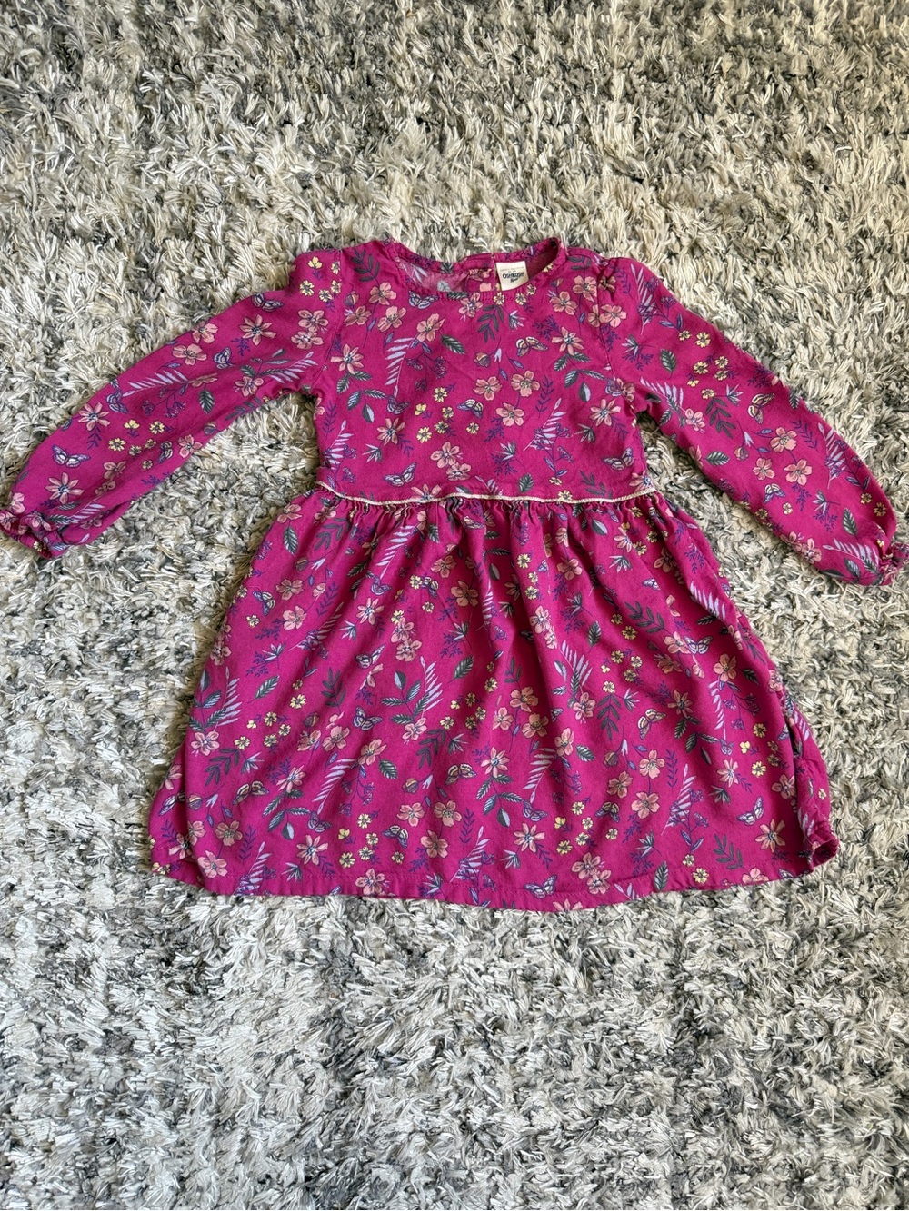 OshKosh B'gosh Magenta Floral Long-Sleeve Dress